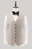 Ivory Peak Lapel Pinstripe Single Breasted 3 Piece Men's Prom Suits