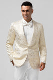 Ivory Pattern Printed Shawl Lapel Men‘s Prom Blazer