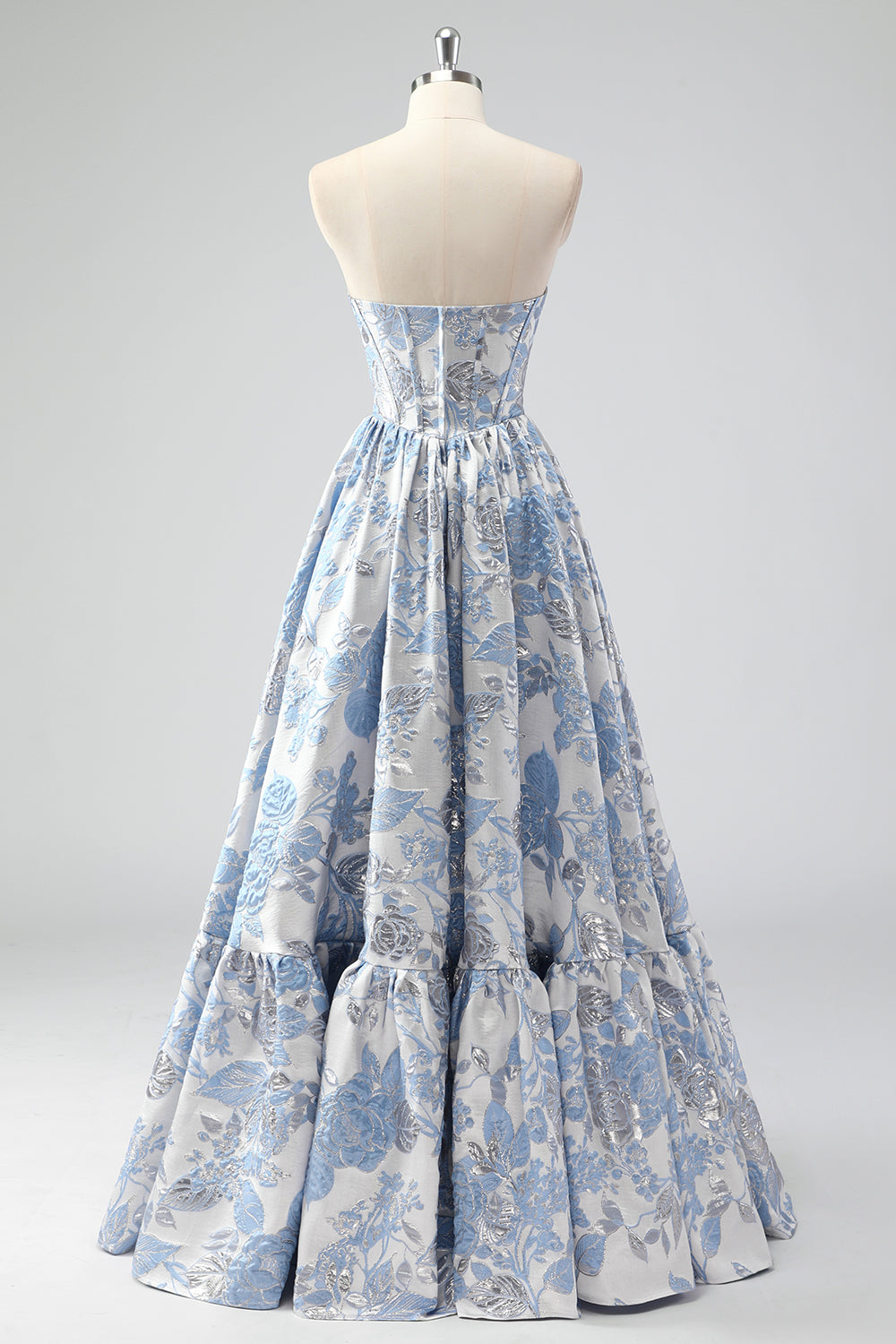 ZAPAKA Women Cute Blue Long Prom Dress A-Line Sweetheart Brocade Corset Strapless Evening Dress, Blue / US10 ZAPAKA Women Cute Blue Long Prom Dress A-Line Sweetheart Brocade Corset Strapless Evening Dress, Blue / US10