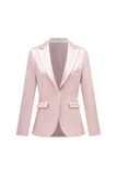 Grey Pink Peak Lapel Satin Slim Fit Women Suits