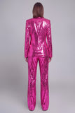 Sparkly Fuchsia Shawl Lapel Sequins Women Choir Suits