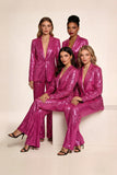 Draft-Sparkly Fuchsia Shawl Lapel Sequins Women Choir Suits