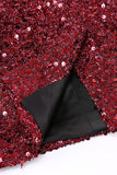 Sparkly Burgundy Bodycon Maxi Women's Blazer with Sequins