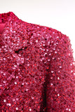 Sparkly Fuchsia Notched Long Women's Blazer