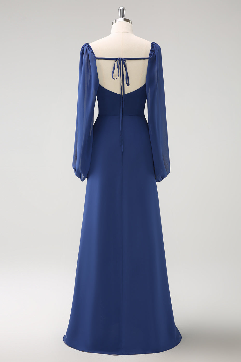 Zapaka Women Dark Blue Bridesmaid Dress Square Neck Chiffon Long Sleeves Sheath Long Wedding Guest Dress with Slit, Chiffon color / US4 Zapaka Women Dark Blue Bridesmaid Dress Square Neck Chiffon Long Sleeves Sheath Long Wedding Guest Dress with Slit, Chiffon color / US4