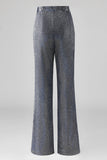 Grey Blue V-Neck Single Button Women's Suits