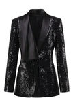 Sparkly Black Women's Prom Blazer with Fringes