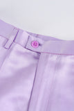 Purple Peak Laple Satin Double Breasted 2 Pieces Women Suits