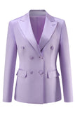 Purple Satin Double Breasted Peak Lapel 2 Pieces Women Suits