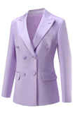 Purple Satin Double Breasted Peak Lapel 2 Pieces Women Suits