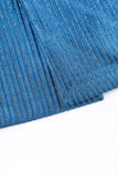 Peacock Blue Stripes Notched Lapel 2 Pieces Suits with Belt