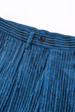 Peacock Blue Stripes Notched Lapel 2 Pieces Suits with Belt