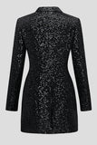 Sparkly Sequins Black Long Sleeves Blazer