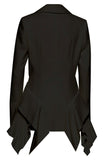 Black Long Sleeves Shawl Lapel Ruffled Women's Blazer