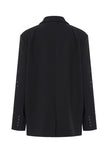 Sparkly Beaded Black Notched Lapel Blazer