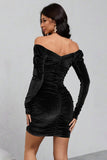 Black Velvet Long Sleeves Bodycon Party Dress