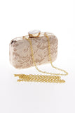 Apricot Lace Handbag with Chains