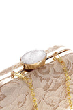 Apricot Lace Handbag with Chains