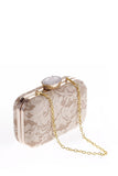 Apricot Lace Handbag with Chains