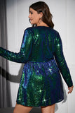 Sparkly Peacock Green A Line V Neck Homecoming Dress