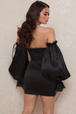 Black Off The Shoulder Bodycon Short Homecoming Dress