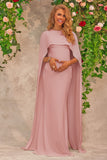 Pink Maternity Wedding Guest Dress With Cape