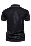 Black Men's Slim Fit Short Sleeves Cotton Polo Shirt