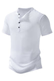 White Short Sleeves Waffle Men's Casual Polo Shirt