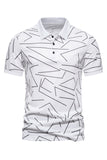 White Pattern Print Short Sleeves Men's Polo Shirt