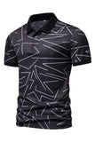 White Pattern Print Short Sleeves Men's Polo Shirt