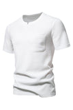 White Knit Cotton Crewneck Short Sleeves Men's Shirt