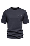 Black Cotton Short Sleeves Crewneck Men's Shirt