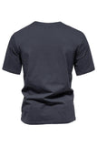 Black Cotton Short Sleeves Crewneck Men's Shirt