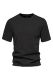 Black Short Sleeves Crewneck Cotton Men's Shirt