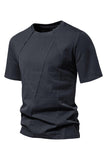 Black Short Sleeves Crewneck Cotton Men's Shirt