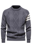 Grey Men's Round Neck Slim Fit Pullover Sweater