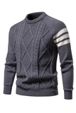 Grey Men's Round Neck Slim Fit Pullover Sweater