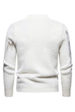 White Round Neck Slim Fit Men's Sweater