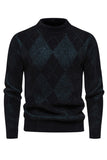 Light Khaki Men's Round Neck Knit Printed Sweater