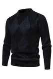 Light Khaki Men's Round Neck Knit Printed Sweater