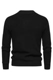 White Jacquard Round Neck Men's Knit Sweater