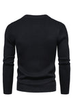 Black Round Neck Men's Zippered Knitted Sweater