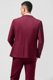 Burgundy 3 Pieces Peak Lapel Men's Prom Suits