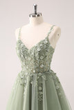 A Line Blush Spaghetti Straps Tulle Corset Sequins Homecoming Dress with Appliques