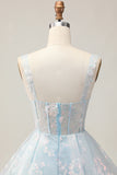 White A-Line Corset Short Floral Homecoming Dress with Sequins