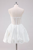 Sparkly White A-Line Strapless Short Homecoming Dress