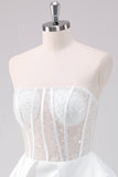 Sparkly White A-Line Strapless Short Homecoming Dress