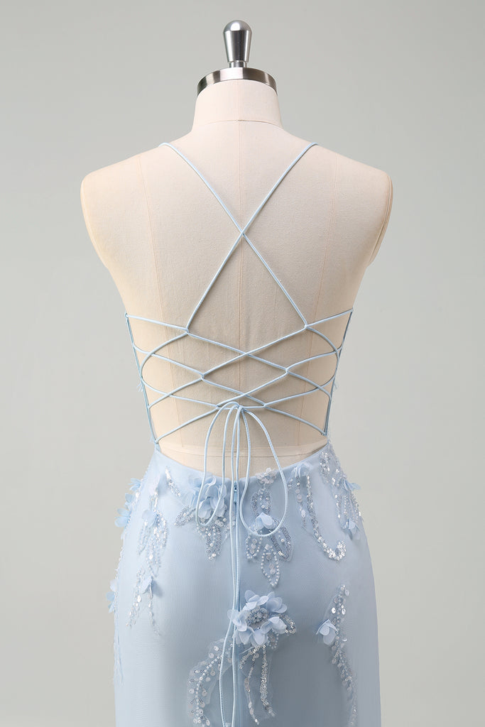 Spaghetti Straps Prom Dress With 3D Flowers main image 1