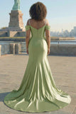 Sparkly Golden Cold Shoulder Sequined Mermaid Satin Long Plus Size Prom Dress
