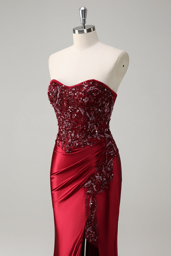 2022 Prom Dresses Strapless Mermaid With Beading&Applique